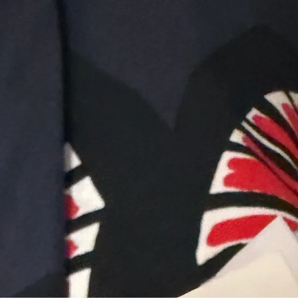 Marimekko x Mika Piraines Navy Dress with Red & White Graphic Floral Print 36/8 - Picture 6 of 6
